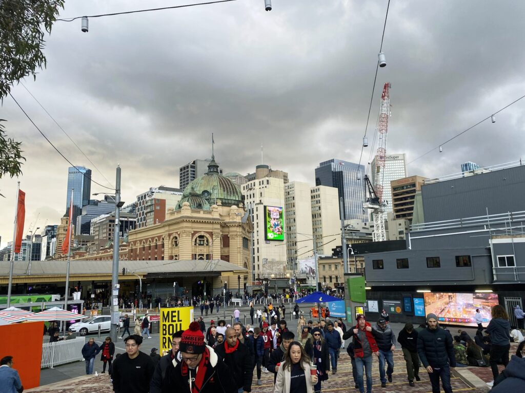 Federation Square pre AFL game.